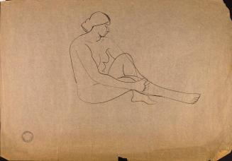 [Seated nude woman with one knee bent]