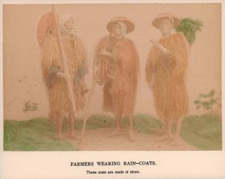 Farmers wearing rain coats