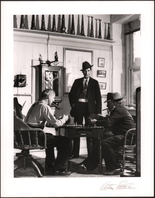 Playing cards in firehouse. Carson City, Nevada