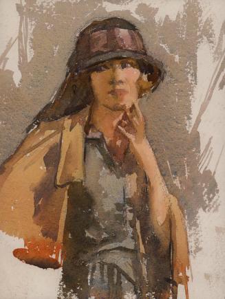 [Portrait of a woman wearing hat, posing]