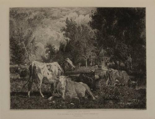 Landscape and Cattle  (after painting by Charles Émile van Marcke de Lummen)