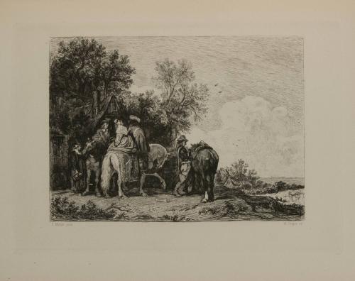 Travelers Before an Inn