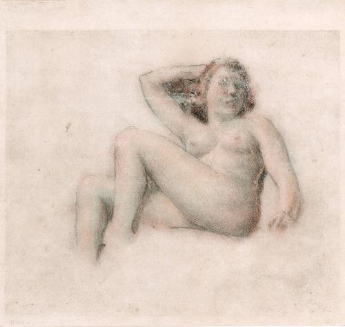 [Reclining female nude figure]