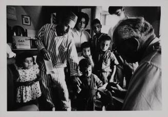 Shortly after Six Day War, census taker visits an Arab family in the old city, Jerusalem, Israel