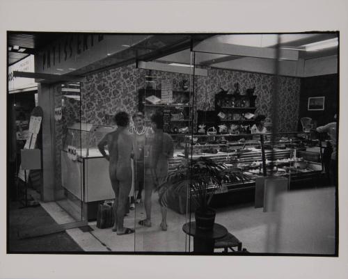 Nudists in bakery, Côte d’Azur, France