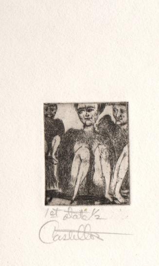 Untitled, three squatting figures