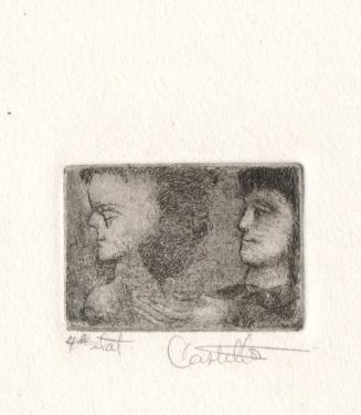 Untitled, man's profile on right and woman's profile on left