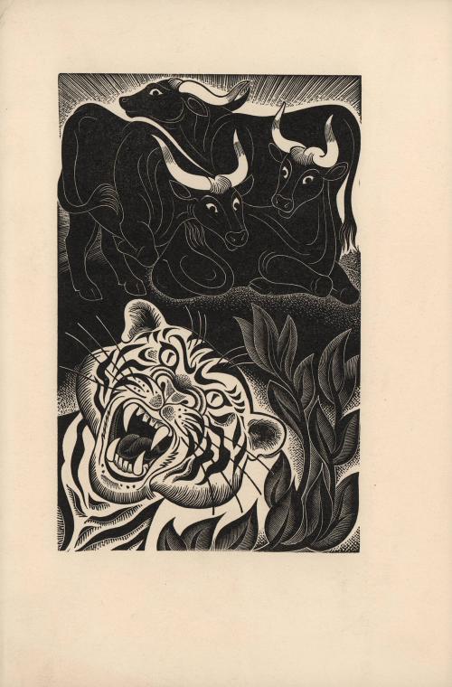 (11) untitled [roaring tiger and three oxen]