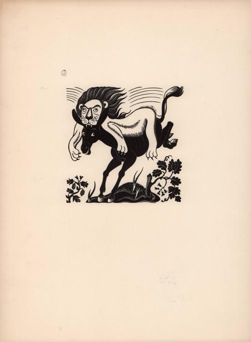 (33) untitled [lion attacking bucking donkey]