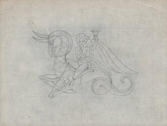 (58)  untitled [sketch; nude woman astride a sea monster]