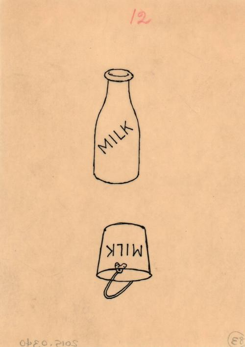 (83) untitled [sketch, milk bottle and milk bucket]