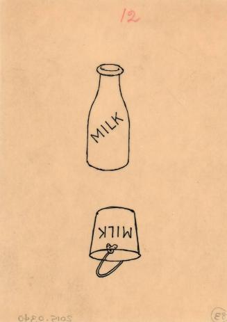 (83) untitled [sketch, milk bottle and milk bucket]