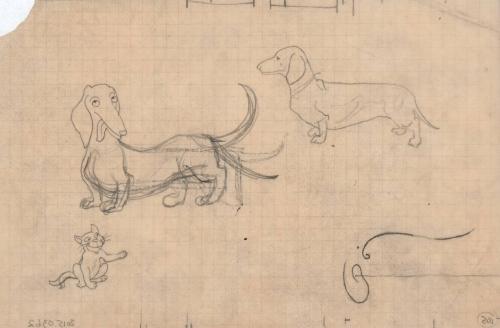 (105) untitled [sketch, two dogs and kitty]