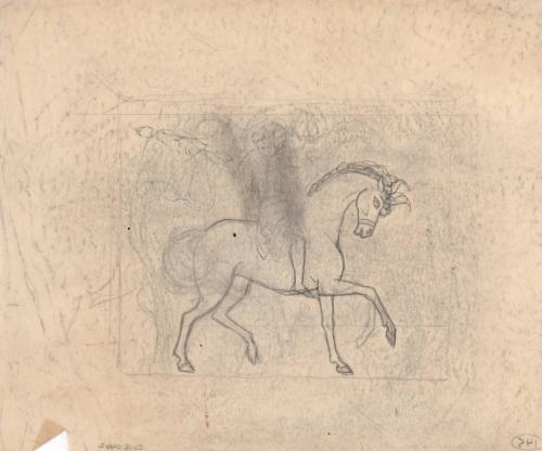 (145) untitled [sketch, horse (rider erased)]