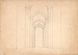 (156) untitled [architectural sketch of vaulted ceiling and arches]