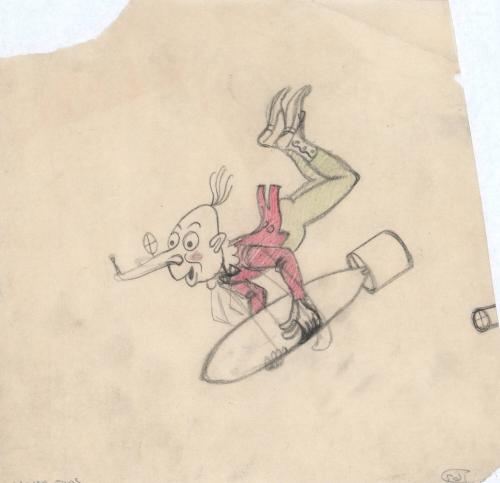 (167) untitled [sketch alien character riding torpedo]