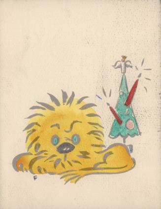 [Lion and christmas tree]