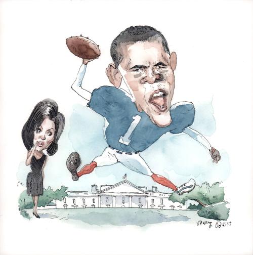 [President Obama spiking the football]