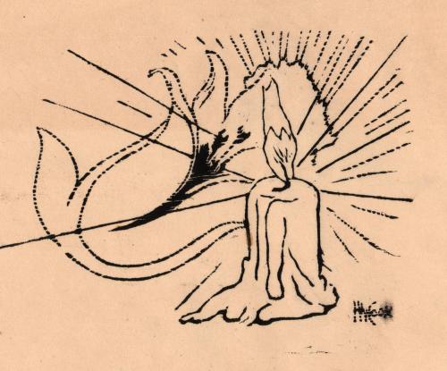 [Candle and flame]