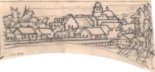 Mural Sketch- view of a village