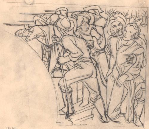 Mural Sketch, battle scene