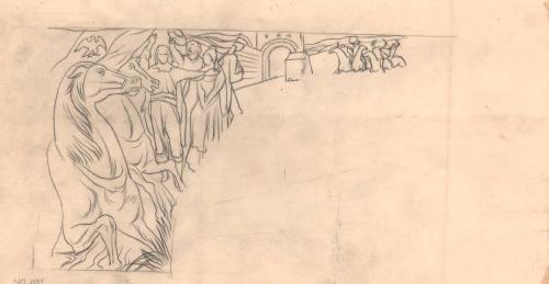 Mural Sketch, horses, tunnel