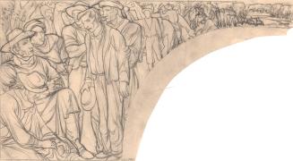 Mural Sketch, figure study, group of men