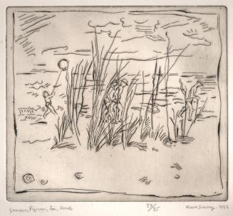 Grasses, Figures, Sea, Clouds