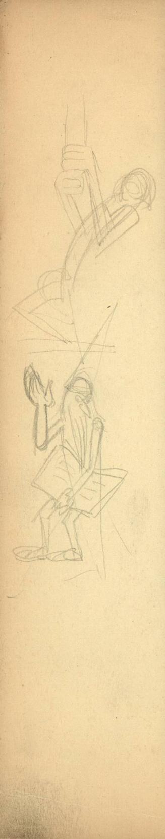 (63)  untitled [sketch, figures, one is carrying an open book]