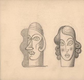 (109)  untitled [sketch, two heads male and female]