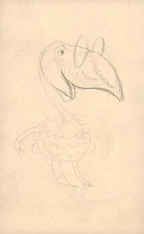 (116)  untitled [sketch, bird wearing glasses]