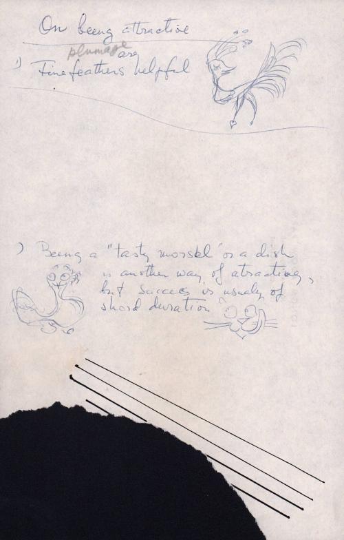 (154) “On being attractive plumage fine feathers are helpful / Being a ‘tasty morsel’ or ‘dish’ in another way of attractive, but success is usually of short duration.”