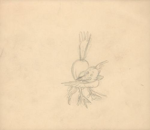 (155)  untitled [sketch, bird character pointing; verso sketches ]