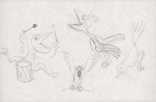 (160/6) “Strictly for the Birds”, untitled [sketch, musical birds]