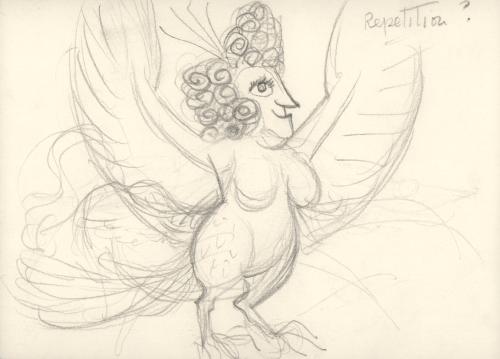 (168)  untitled [sketch, bird woman]