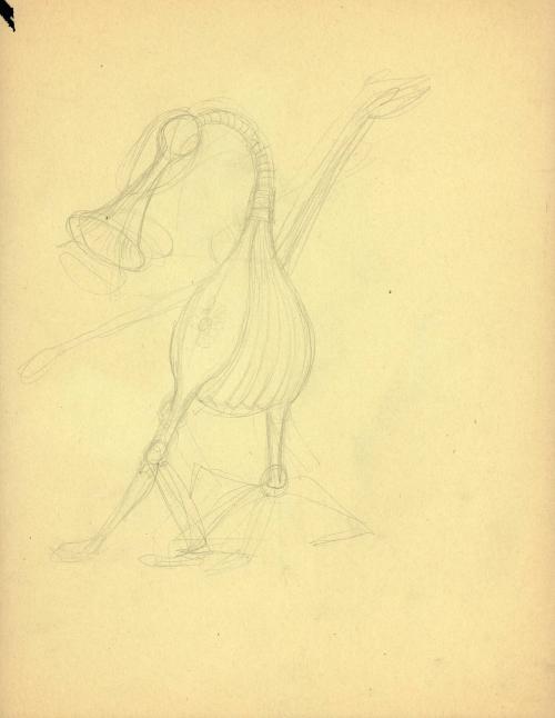 (207)  untitled [sketch, horn/bellows creature]