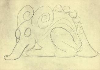 (347) untitled [sketch, crouching elephant/stegosaur-like critter]