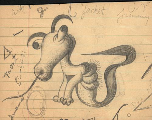 (350) untitled [sketch, two-legged critter with aardvark-like tongue/snout]