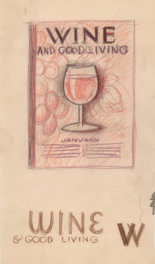 Wine and Good Living/ January [sketch for magazine cover]