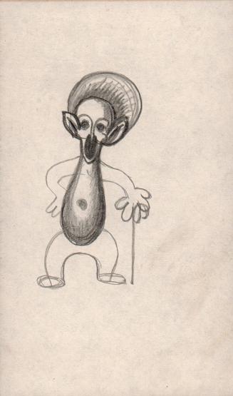 [Sketch of figure with turban and cane]