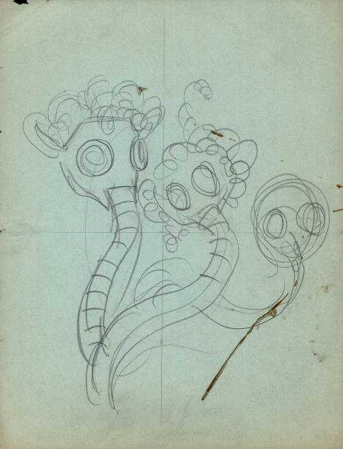 [Sketch of gas mask family]