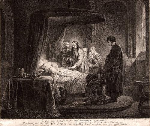 Christus gaet Met Fairo Om Syn dochterken te gencesen, after Rembrandt;