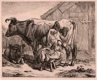 [Woman milking cow]