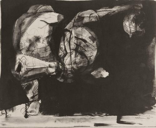 Two beheaded shades holding out head