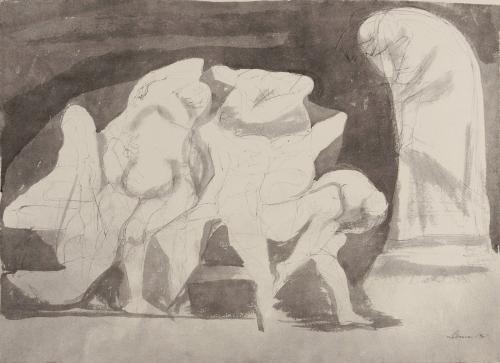 Circle of tormented souls; Dante looking on