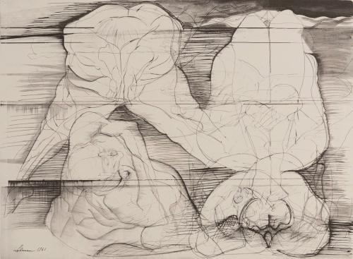 Shades imbedded in frozen lake