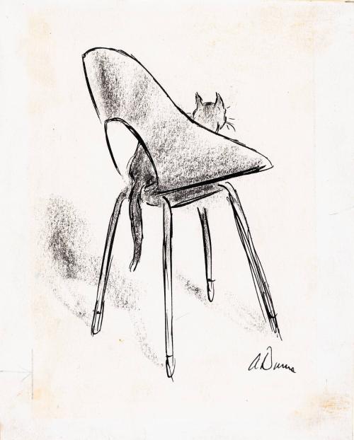 [Cat in modern chair]