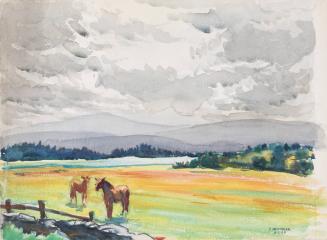 [Landscape with two horses]
