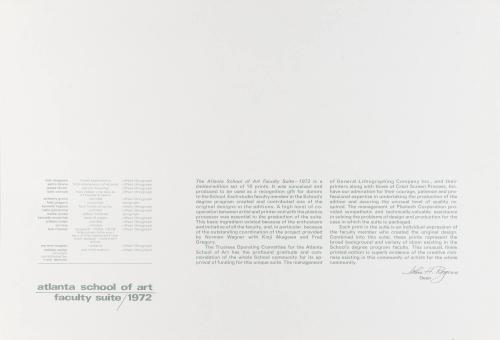Atlanta School of Art Faculty Suite, 1972