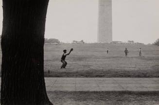 Young men playing catch on National Mall, Washington D.C.